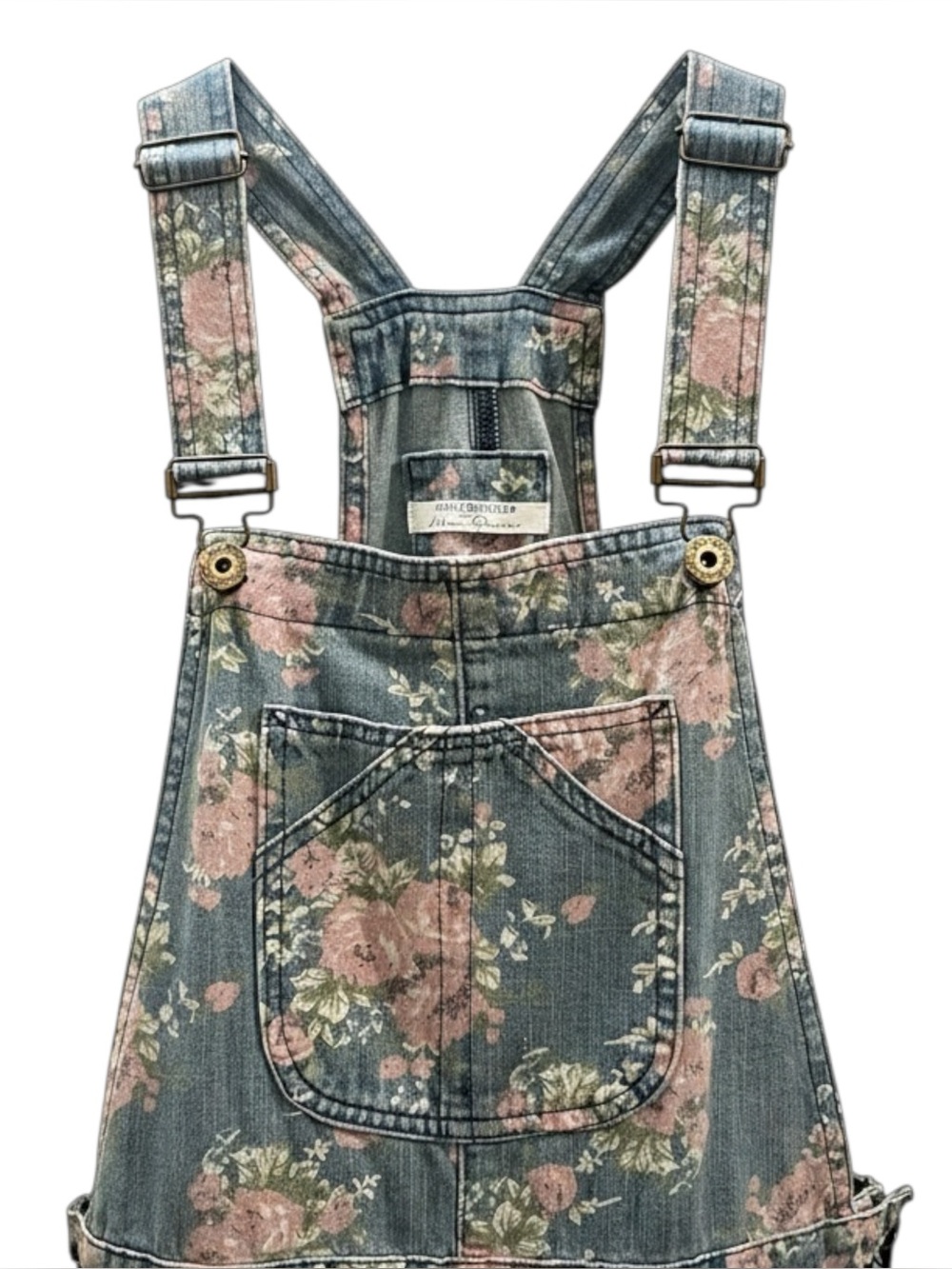April Cornell for Modern Prairie Floral Denim Overalls Cottagecore Garden Print - Picture 5 of 7